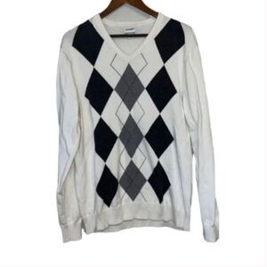 Men's Old Navy Cream & Black Argyle Sweater